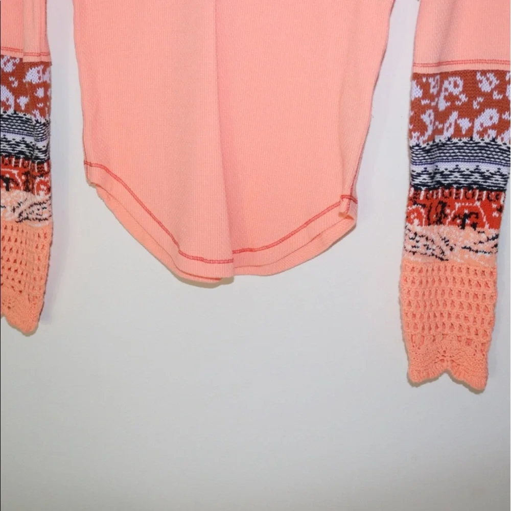 Free People In The Mix Jacquard Cuff Top In Desert Orange